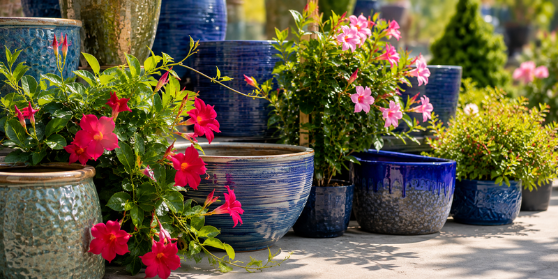Pottery and planters at Wendy's Flowers in Gilbertsville PA