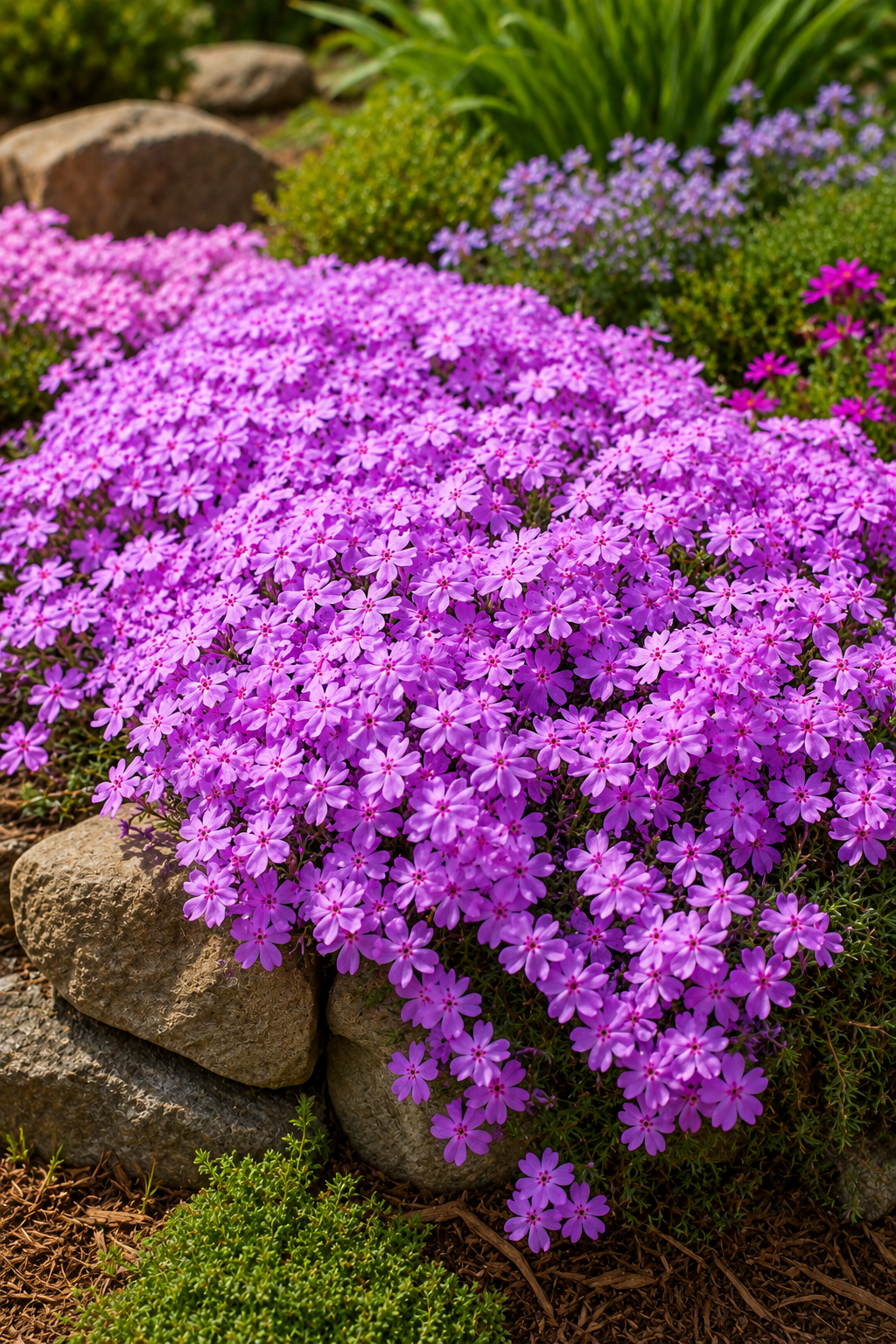 Spring blooming perennials including creeping phlox at Wendy's Flowers