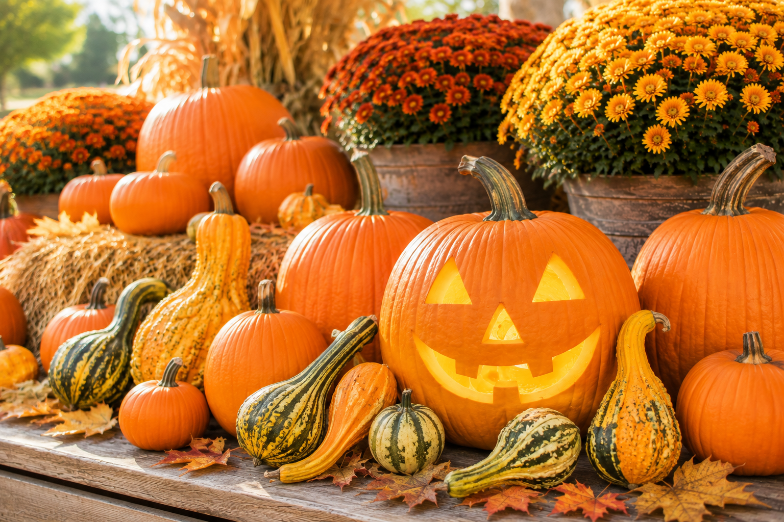 Pumpkins and gourds at Wendy's Flowers