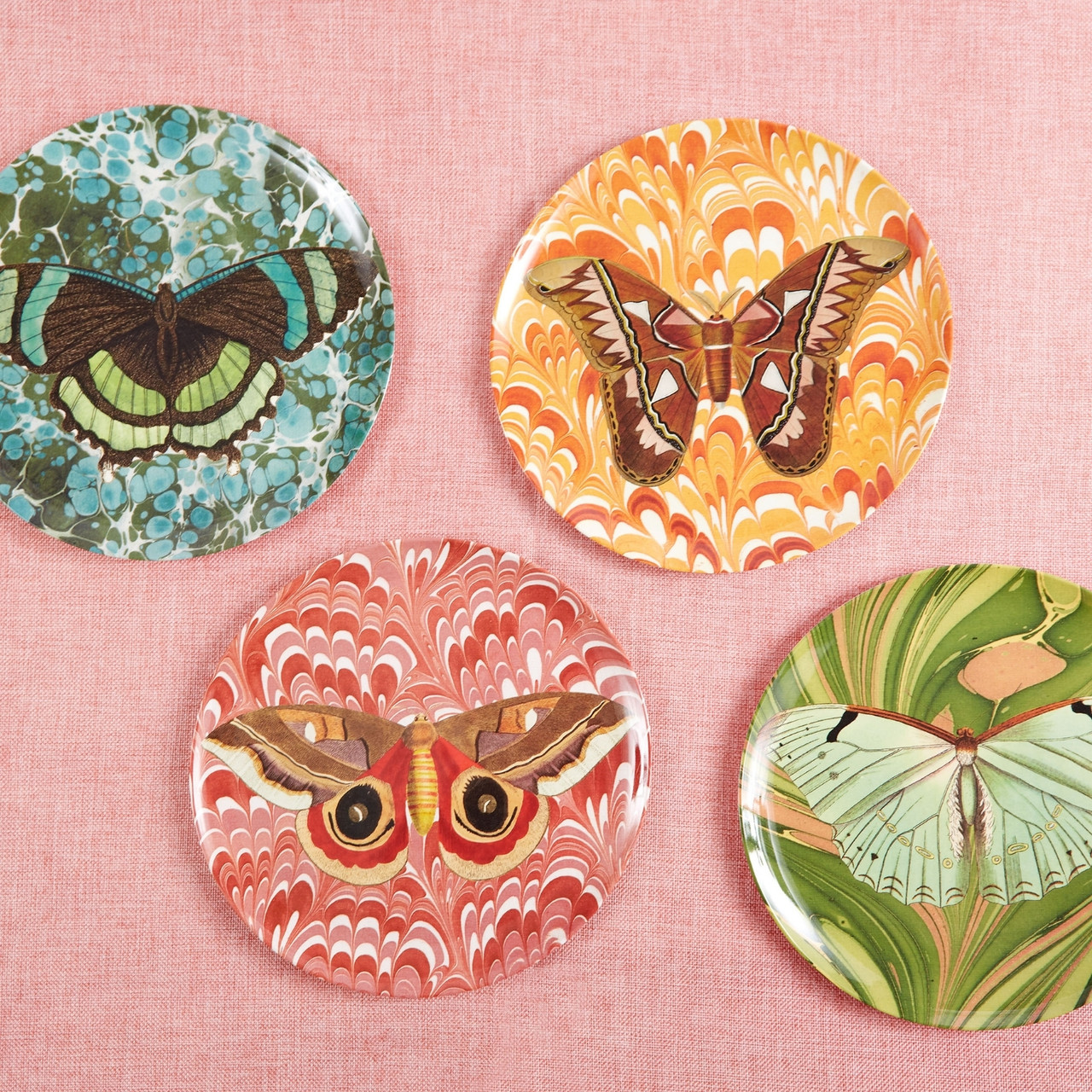 Flora & Fauna Side Plates Set/4 Butterflies – Botanical Melamine
