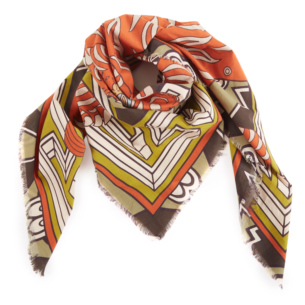 Bandana Large Camel Scarf Tibetan Tigers Large Cotton Voile