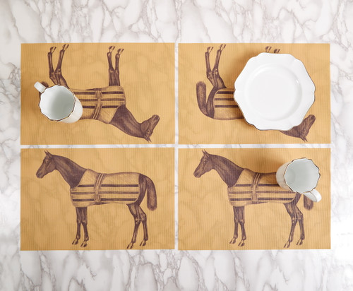 Thomaspaul Equestrian Vintage Woven Vinyl Placemats – Set of 4
