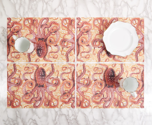 Thomaspaul Palm Beach Octopus Woven Vinyl Placemats – Set of 4