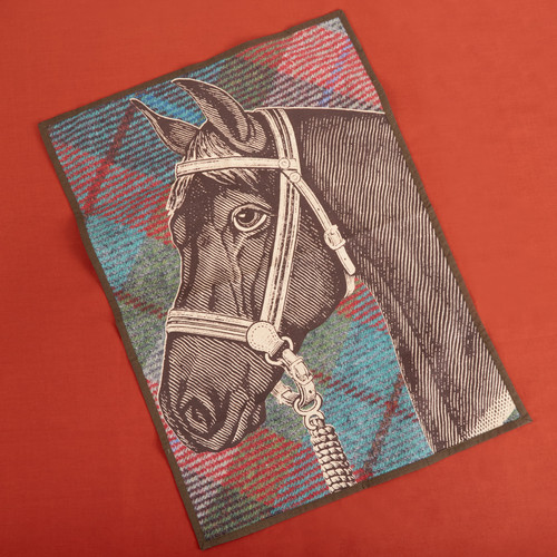 Equus Tweed Portrait Cotton Tea Towel – Equestrian Horse Motif 20"x28"