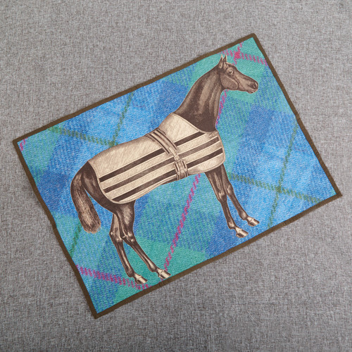 Equus Tweed Landscape Cotton Tea Towel – Equestrian Horse Print 20"x28"