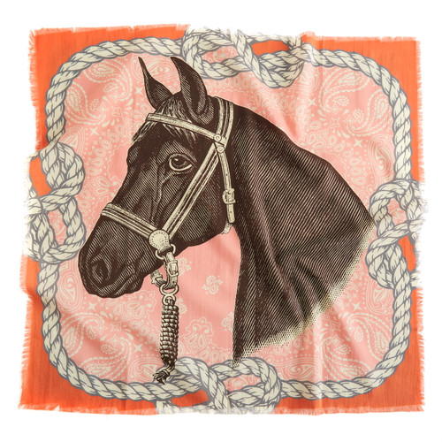 Western Horse Pink Cotton Bandana 20"x20" | Equestrian Scarf
