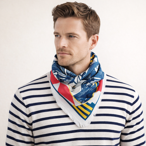 Ship Maritime Cotton Voile Bandana 20"x20" | Nautical Scarf