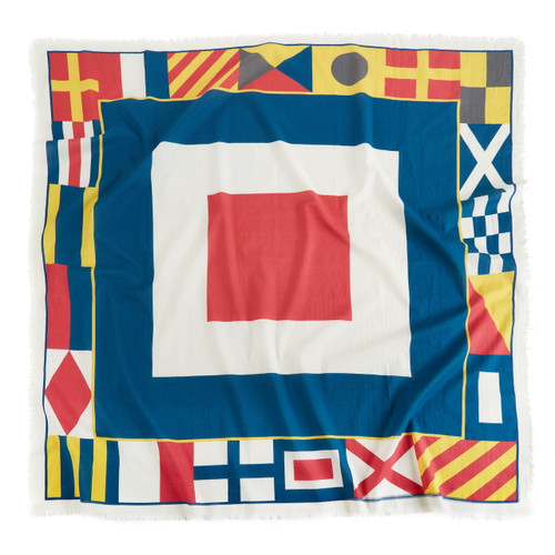 Maritime Large Cotton Voile Bandana 40"x40" | Oversized Nautical Scarf