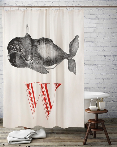 W WHALE SHOWER CURTAIN