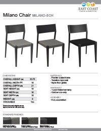 Milano Side Chair Spec Sheet