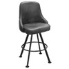 Gladiator 950 Tufted Back Bucket Bar Stool on Black Rounded Base in Distressed Graphite from East Coast Chair & Barstool