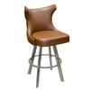 Gladiator 2150 Tufted Back Bucket Bar Stool in Bourbon Brown on Large Clear Coat Base from East Coast Chair & Barstool