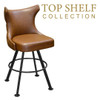 Gladiator 2150 Tufted Back Bucket Bar Stool in Bourbon Brown on Large Black Rounded Frame from East Coast Chair & Barstool  - Top Shelf Collection