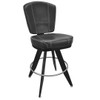 Top Shelf Collection Gladiator 825 Modern Bucket Bar Stool on Angled Black Frame with White Stitching - Black Vinyl