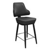Top Shelf Collection Gladiator 1025 Classic Casino Bucket Bar Stool on Square Frame with Silver Footring and Black Vinyl