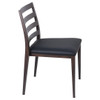Steelgrain Ladderback Dining Chair with Walnut Wood Grain Frame and Black Vinyl Seat - Side View