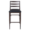 Steelgrain Ladderback Bar Stool with Walnut Wood Grain Frame and Black Vinyl Seat - Front View