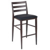 Steelgrain Ladderback Bar Stool with Walnut Wood Grain Frame and Black Vinyl Seat - Main View