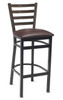 Gladiator Dark Mahogany Ladder Back Metal Bar Stool with Choice of 7 Types of Seats