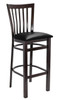 Gladiator Walnut Steel Vertical Back Bar Stool with Choice of Vinyl or Wood Seat