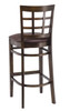 Commercial Walnut Wood Window Pane Restaurant Bar Stool with Upholstered Seat