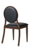 Elio Quickship Steel Stackable Banquet Chair in Walnut with Black Vinyl Upholstery — Black Vinyl, Walnut Powder-Coated Steel