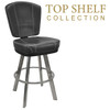 Top Shelf Collection Gladiator 825 Modern Bucket Bar Stool on Large Clear Coat Frame with White Stitching and Choice of 3 Vinyl Colors