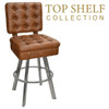 Gladiator 925 Tufted Bucket Bar Stool on Clear Coat 900 Base with Choice of 2 Vinyl Colors East Coast Chair and Barstool - Top Shelf Collection