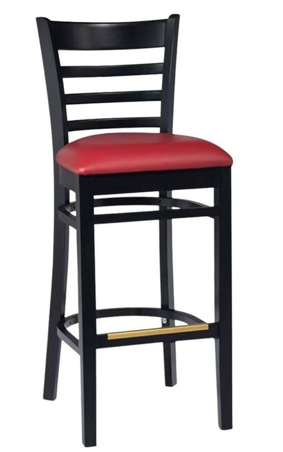 Gladiator Black Ladder Back Wood Bar Stool with Choice of 3 Stock Vinyl Seats