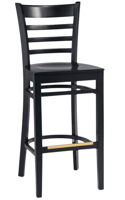 Gladiator Ladder Back Black Wood Commercial Bar Stool