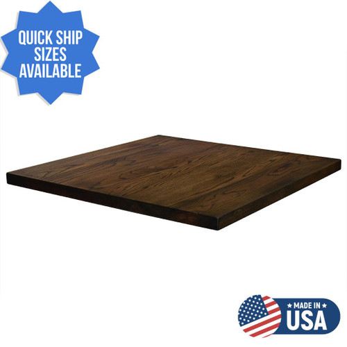 Quick Ship Red Oak Premium 1-3/4" Thick Plank Wood Restaurant Square / Rectangle Table Top (Multiple Sizes Available!) East Coast Chair and Barstool