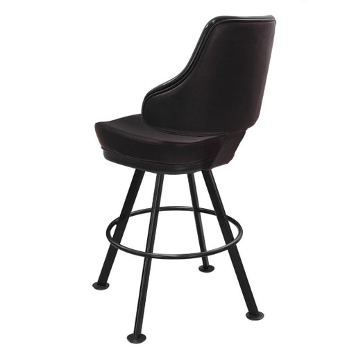 Top Shelf Collection Gladiator 1025 Classic Casino Bucket Bar Stool on Large Black Rounded Frame and Black Vinyl