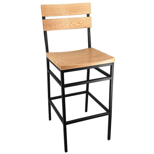 Artisan Collection Black Steel Bar Stool with Natural Seat and Back East Coast Chair and Barstool