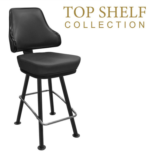 Top Shelf Gladiator 1025 Bucket Bar Stool on Black 940 Frame with Chrome Ring