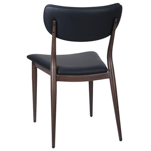 Steelgrain Steakhouse Dining Chair with Walnut Wood Grain Frame and Black Vinyl Seat - Back View