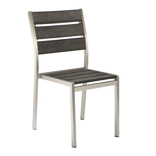 Caribbean Collection Silver Frame Chair with Pewter Teak Wood Slats