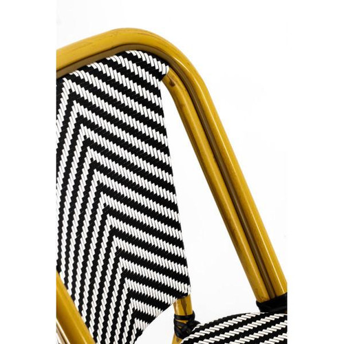 Wicker & Bamboo-Style Outdoor Restaurant Stackable Chair – Black/White