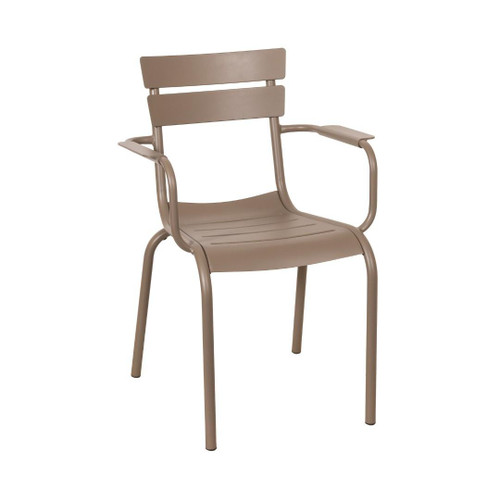 Stackable Tan Aluminum Restaurant Chair with Arms – Fully Welded