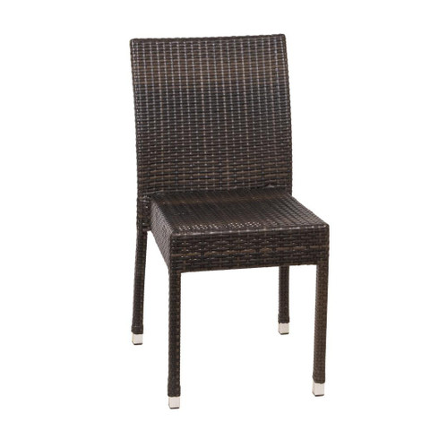 Square-Back Stackable Synthetic Wicker Restaurant Chair – Indoor/Outdoor