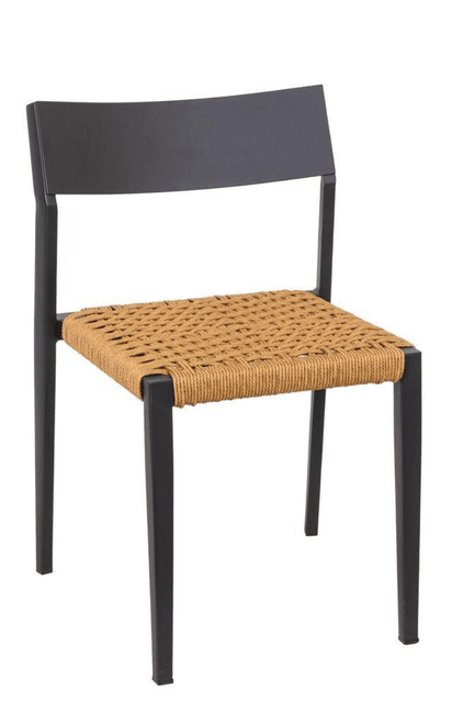 Milano Collection Black Frame Chair in Tan Textaline Rope