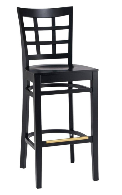 Commercial Wooden Window Pane Restaurant Bar Stool with Wood Veneer Seat