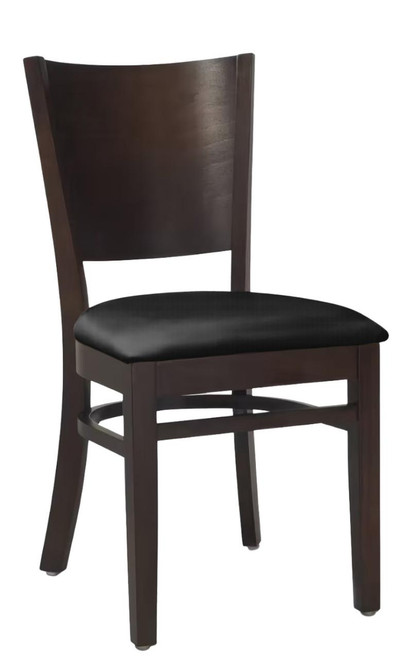 Solid Beechwood Restaurant Chair in Walnut With Upholstered Seat