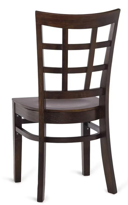 Walnut Wood Window Pane Restaurant Chair with Wood Veneer Seat