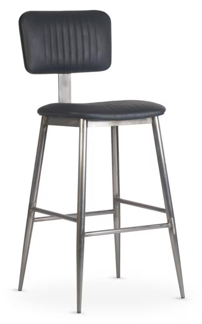 Clyde Collection Vintage Clear-Coat Frame Bar Stool with Choice of Two Vinyls