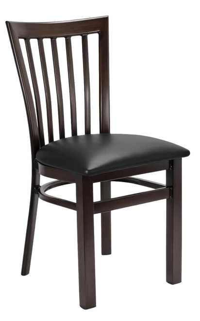 Gladiator Walnut Vertical-Back Metal Chair with Choice of Vinyl