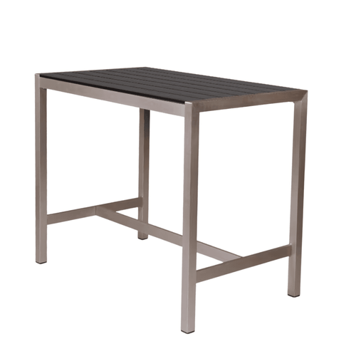 Aluminum Restaurant Table with Black Synthetic Teak Slats (Bar Height, Multiple Sizes!)