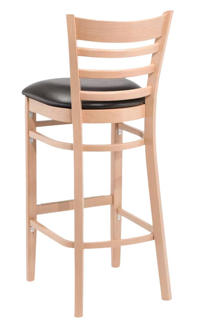 Gladiator Natural Wood Ladderback Bar Stool with Choice of 3 Stock Vinyl Seats