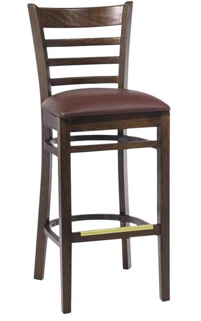 Gladiator Walnut Wood Ladderback Bar Stool with Choice of 3 Stock Vinyl Seats