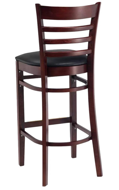 Gladiator Dark Mahogany Wood Ladderback Bar Stool with Choice of 3 Stock Vinyl Seats