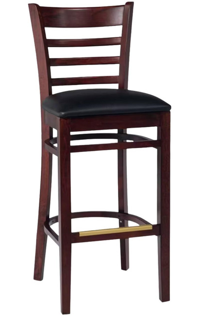 Gladiator Dark Mahogany Wood Ladderback Bar Stool with Choice of 3 Stock Vinyl Seats